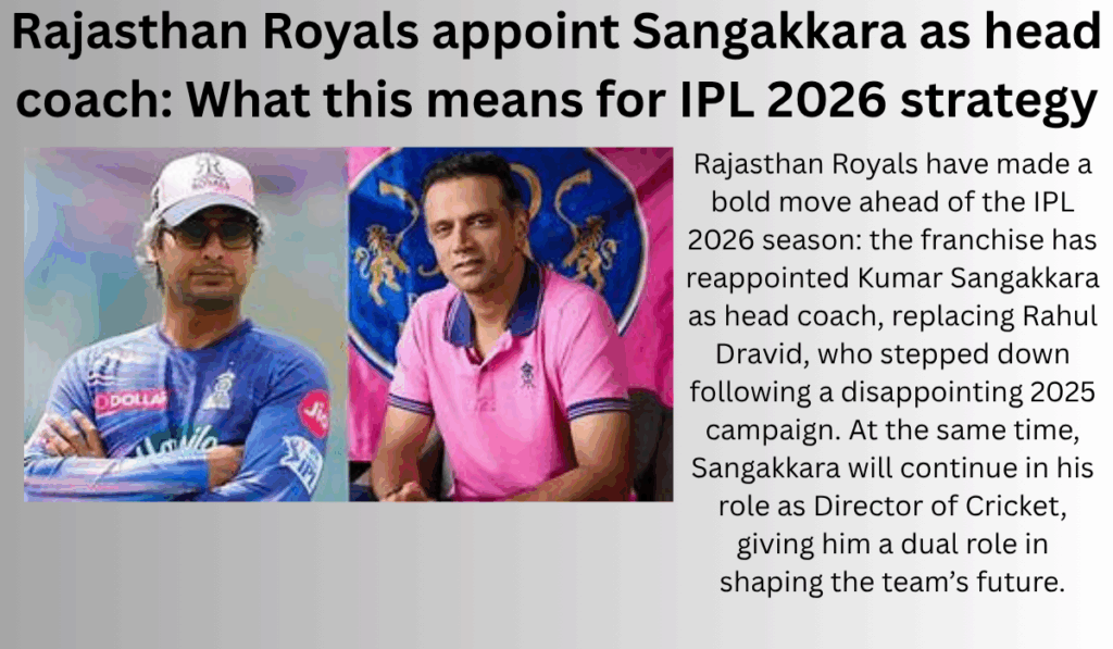 Rajasthan Royals appoint Sangakkara as head coach: What this means for IPL 2026 strategy